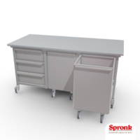 van 't Wout RVS werkbank met laden en meelwagens