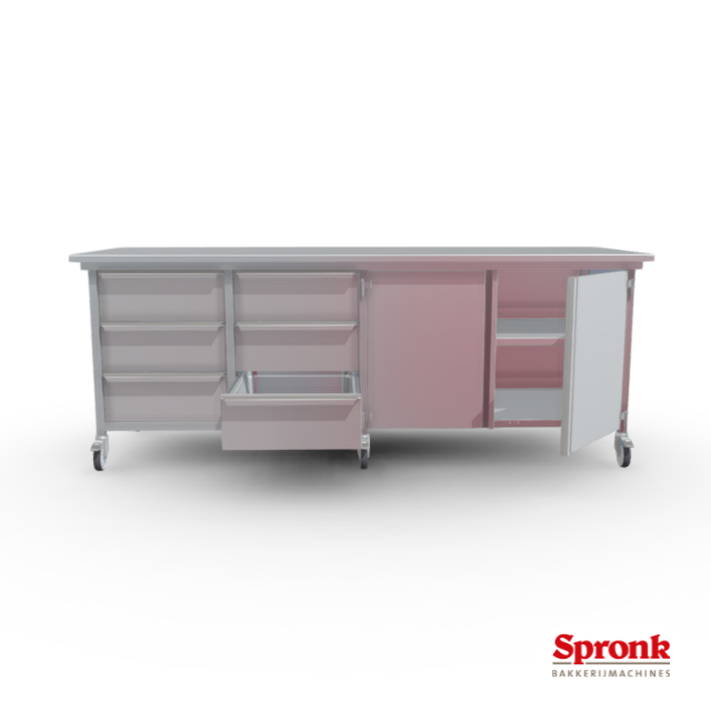 van 't Wout RVS werkbank, type 6 laden en kast
