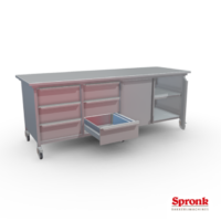 van 't Wout RVS werkbank, type 6 laden en kast